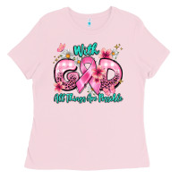 Bubblegum Pink with god all things are possible Ladies Tee - BarkalooDesign
