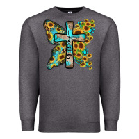 Charcoal Heather faith sunflower cross Premium Sweatshirt - Zillion Design Studio