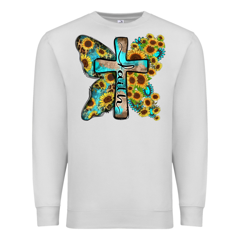 Faith Sunflower Cross Premium Sweatshirt by Zillion Design Studio | Teevron