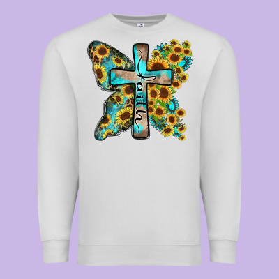 Faith Sunflower Cross Premium Sweatshirt Designed By Zillion Design Studio