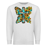 Oatmeal Heather faith sunflower cross Premium Sweatshirt - Zillion Design Studio