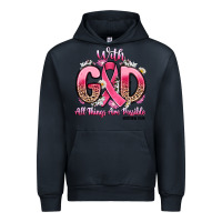 Navy breast cancer with god all things are possible Urban Hoodie - Artiststas