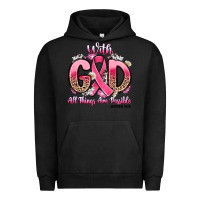 Pigment Black breast cancer with god all things are possible Urban Hoodie - Artiststas