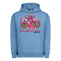 Pigment Pebble Blue breast cancer with god all things are possible Urban Hoodie - Artiststas