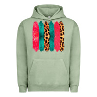 Pigment Oil Green Colored Leopard and Wood Patterned Western Brush Strokes Urban Hoodie - Bettercallsaul