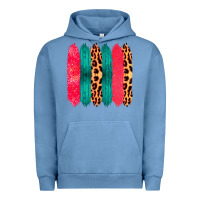 Pigment Pebble Blue Colored Leopard and Wood Patterned Western Brush Strokes Urban Hoodie - Bettercallsaul