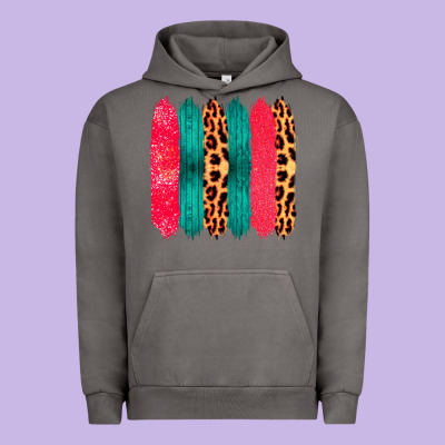 Colored Leopard And Wood Patterned Western Brush Strokes Urban Hoodie Designed By Bettercallsaul