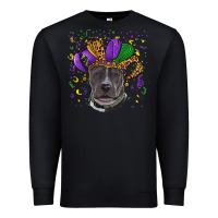 Black Mardi Gras Pitbull with Hat Premium Sweatshirt - RanaPortraitStore