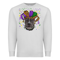 Dove Grey Mardi Gras Pitbull with Hat Premium Sweatshirt - RanaPortraitStore