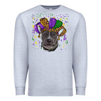 Heather Grey Mardi Gras Pitbull with Hat Premium Sweatshirt - RanaPortraitStore