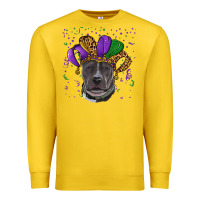 Lemon Mardi Gras Pitbull with Hat Premium Sweatshirt - RanaPortraitStore