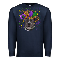 Navy Mardi Gras Pitbull with Hat Premium Sweatshirt - RanaPortraitStore