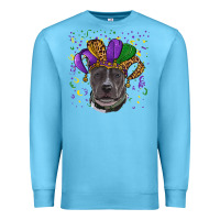 Ocean Blue Mardi Gras Pitbull with Hat Premium Sweatshirt - RanaPortraitStore