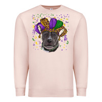 Pale Pink Mardi Gras Pitbull with Hat Premium Sweatshirt - RanaPortraitStore