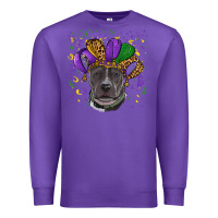 Purple Mardi Gras Pitbull with Hat Premium Sweatshirt - RanaPortraitStore