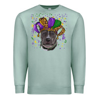 Seafoam Mardi Gras Pitbull with Hat Premium Sweatshirt - RanaPortraitStore