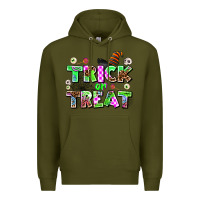 Army Green trıck or treat Premium Hoodie - AdoDesignShop
