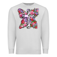 Dove Grey faith butterfly cross Premium Sweatshirt - Zillion Design Studio