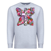 Heather Grey faith butterfly cross Premium Sweatshirt - Zillion Design Studio