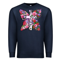 Navy faith butterfly cross Premium Sweatshirt - Zillion Design Studio