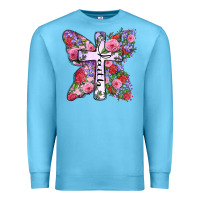 Ocean Blue faith butterfly cross Premium Sweatshirt - Zillion Design Studio