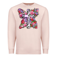 Pale Pink faith butterfly cross Premium Sweatshirt - Zillion Design Studio