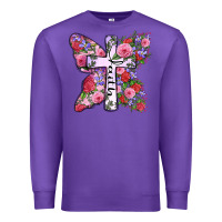 Purple faith butterfly cross Premium Sweatshirt - Zillion Design Studio