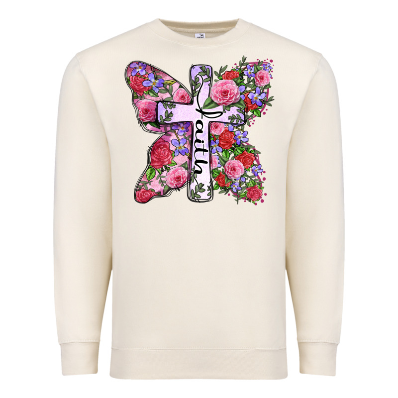 Faith Butterfly Cross Premium Sweatshirt by Zillion Design Studio | Teevron