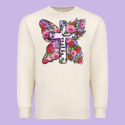 Faith Butterfly Cross Premium Sweatshirt Designed By Zillion Design Studio