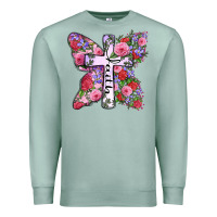 Seafoam faith butterfly cross Premium Sweatshirt - Zillion Design Studio