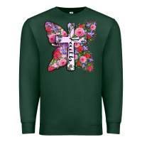 Sports Green faith butterfly cross Premium Sweatshirt - Zillion Design Studio