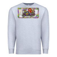 Heather Grey Mardi Gras Truck And Fleur De Lis Crawfish Premium Sweatshirt - RanaPortraitStore