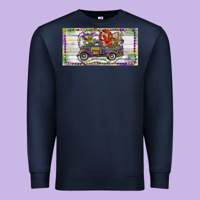 Premium Sweatshirt Mardi Gras Truck And Fleur De Lis Crawfish