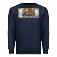 Navy Mardi Gras Truck And Fleur De Lis Crawfish Premium Sweatshirt - RanaPortraitStore