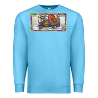 Ocean Blue Mardi Gras Truck And Fleur De Lis Crawfish Premium Sweatshirt - RanaPortraitStore