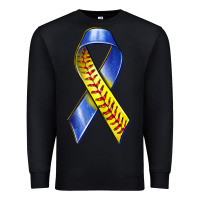 Black down syndrome ribbon softball Premium Sweatshirt - texasbilliewilder
