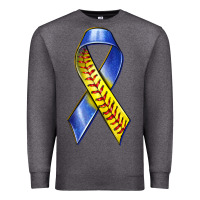 Charcoal Heather down syndrome ribbon softball Premium Sweatshirt - texasbilliewilder