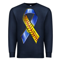Navy down syndrome ribbon softball Premium Sweatshirt - texasbilliewilder