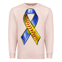Pale Pink down syndrome ribbon softball Premium Sweatshirt - texasbilliewilder
