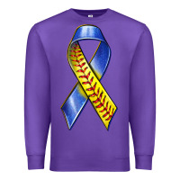 Purple down syndrome ribbon softball Premium Sweatshirt - texasbilliewilder