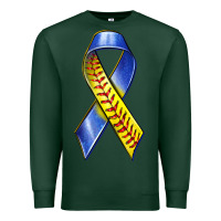 Sports Green down syndrome ribbon softball Premium Sweatshirt - texasbilliewilder