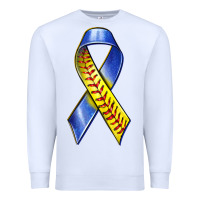 White down syndrome ribbon softball Premium Sweatshirt - texasbilliewilder