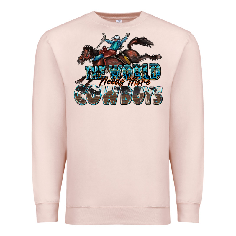 The World Needs More Cowboys Premium Sweatshirt by Zillion Design Studio | Teevron