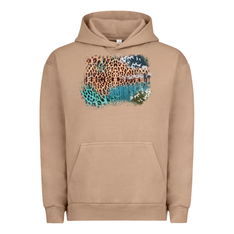Leopard Wood Cowhide Pattern Mixed Western Frame Urban Hoodie by Bettercallsaul | Teevron