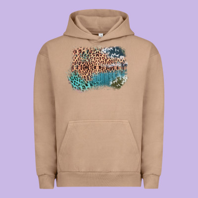 Leopard Wood Cowhide Pattern Mixed Western Frame Urban Hoodie Designed By Bettercallsaul