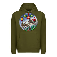 Army Green santa claus with deer christmas ornament Premium Hoodie - BundleAndBundleShop