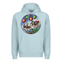 Blue Mist santa claus with deer christmas ornament Premium Hoodie - BundleAndBundleShop
