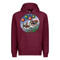 Burgundy santa claus with deer christmas ornament Premium Hoodie - BundleAndBundleShop