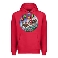 Cardinal santa claus with deer christmas ornament Premium Hoodie - BundleAndBundleShop