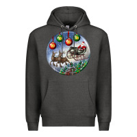Charcoal Heather santa claus with deer christmas ornament Premium Hoodie - BundleAndBundleShop